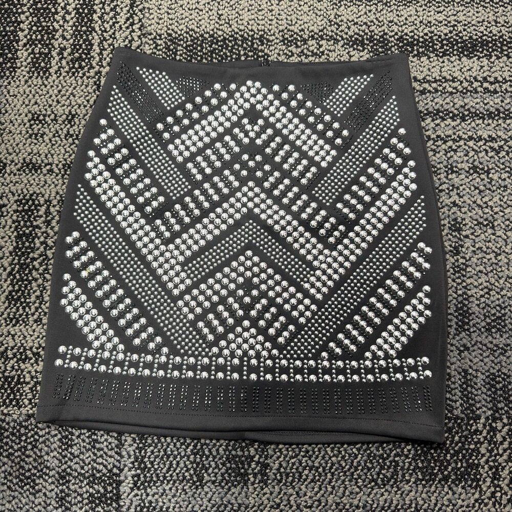 CARMIN  Women's Mini Studded Skirt Size S Goth Biker
